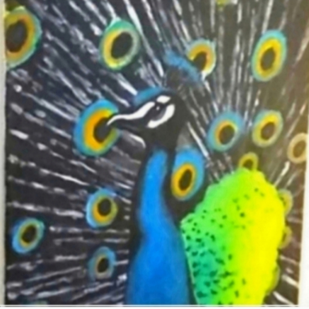 Peacock bird pet painting wall art gift acrylic on canvas original artist